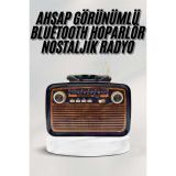 Bluetooth Hoparlör Ahşap Renk Vintage Işıklı Nostaljik Radyo Fm Ahşap 