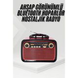 Nostalji Radyo Bluetooth Hoparlör USB-SD Kart Giriş Led Fener Işıklı B