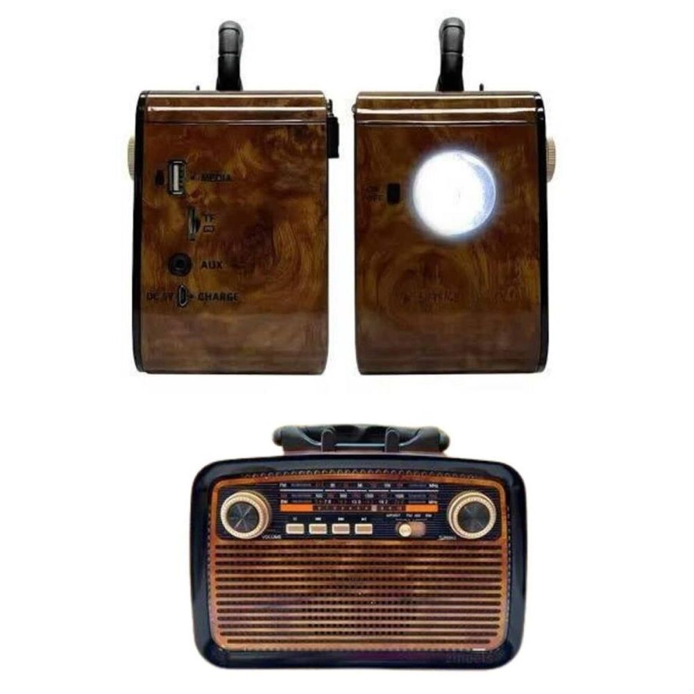 Nostalji Radyo Bluetooth Hoparlör USB-SD Kart Giriş Led Fener Işıklı B