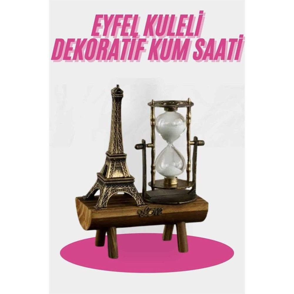 Eyfel Kulesi Tasarımlı Kum Saati Kristalleştirilmiş Kum Saati Dekorati