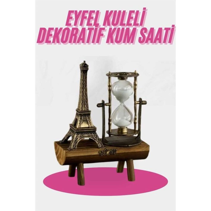 Eyfel Kulesi Tasarımlı Kum Saati Kristalleştirilmiş Kum Saati Dekorati