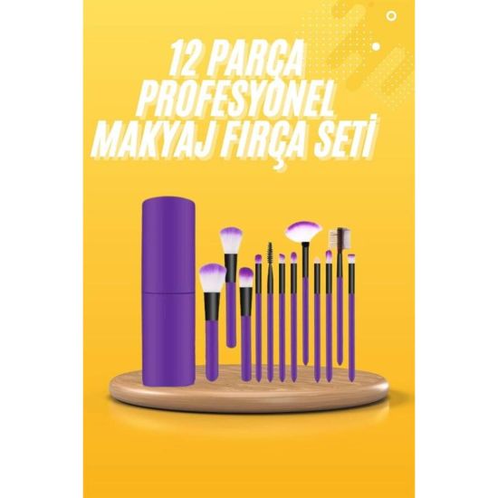12 Parça Makyaj Fırçası Yumuşak Kıllı Profesyonel Fırça Seti Yüksek Ka