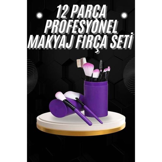 12 Parça Profesyonel Makyaj Fırçası Far Fırçası Allık Fırçası Yumuşak 