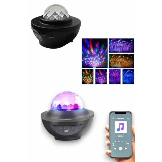Masa ve Gece Lambası Renkli Projektör Işıklı Disko Topu Bluetooth Hopa