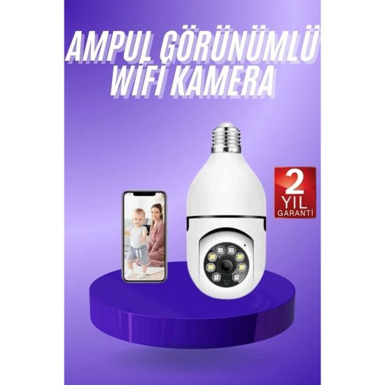 Güvenlik Kamerası Wi-Fi Özellikli 360 Derece Full Hd 1080p Ampül Kamer