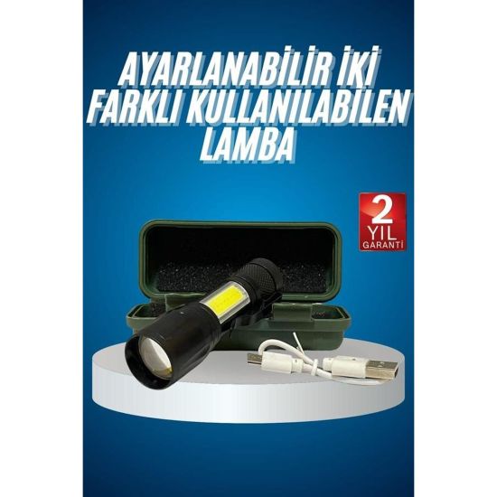 Led Lamba El Feneri Küçük Taşınabilir USB Şarjlı Acil Durum Lambası