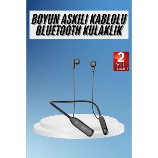 Boyun Bantlı Kablolu Yüksek Ses Kaliteli Bluetooth Kulaklık Uzun Pil Ö