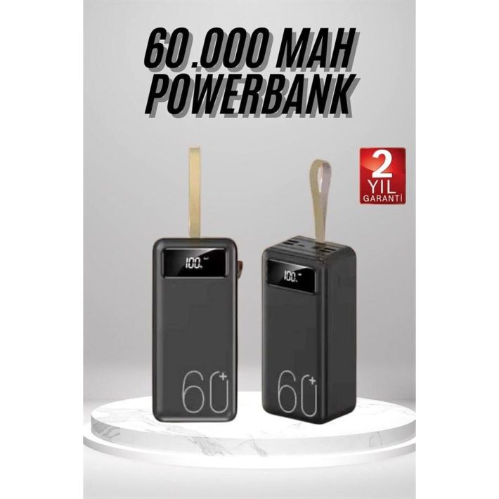Powerbank 60.000 Mah Taşınabilir Şarj Hızlı El Fenerli Dijital Gösterg