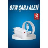 Hızlı Şarj Aleti Adaptörü Kablo Seti 67W Uzun Ömürlü Beyaz