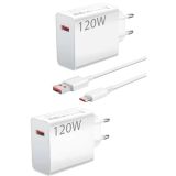 120 Watt Turbo Hızlı Şarj Aleti Seti Hızlı Şarj Adaptörü Beyaz