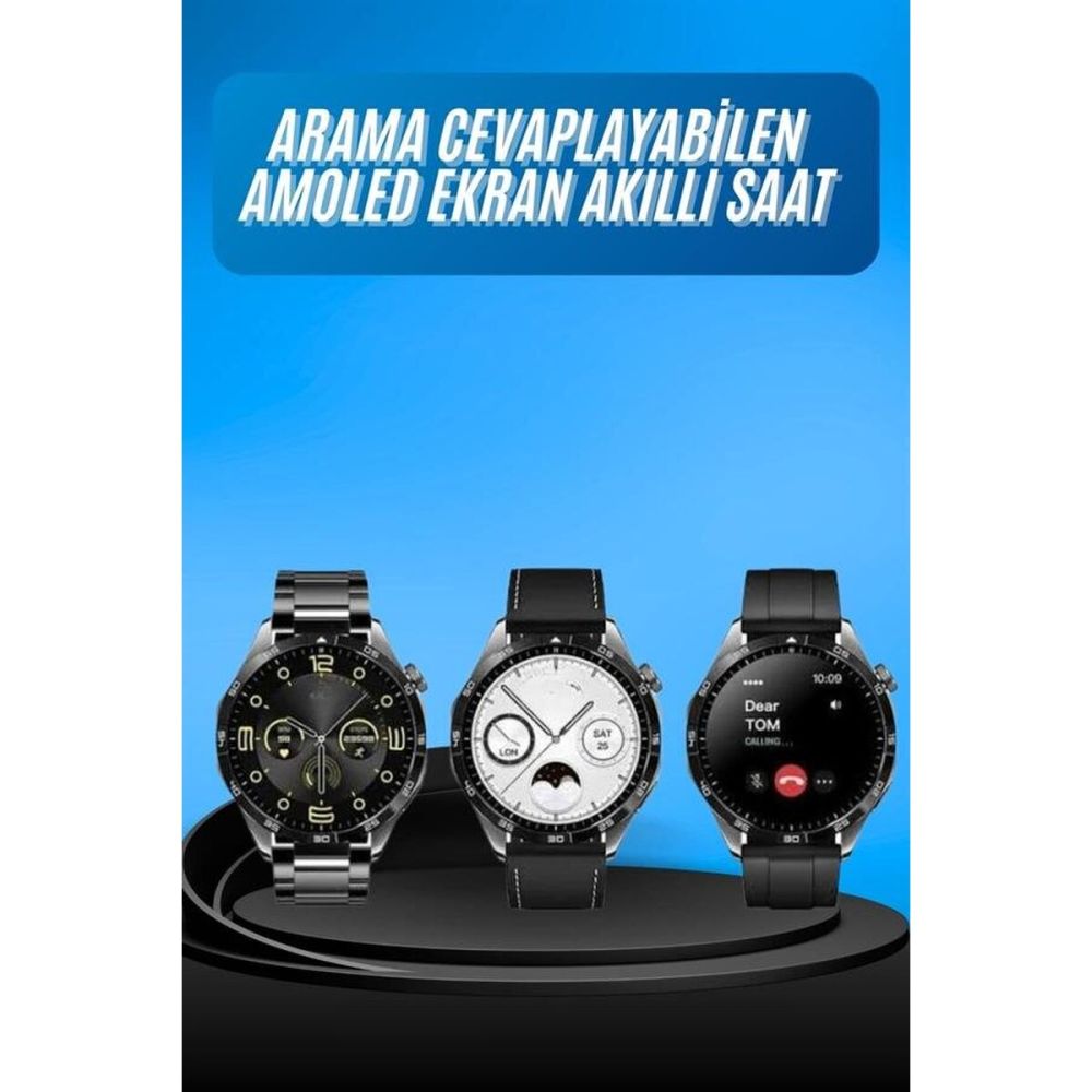 Amoled Ekran 3 Kordonlu Akıllı Saat 5.0 Bluetooth Bağlantılı Android v