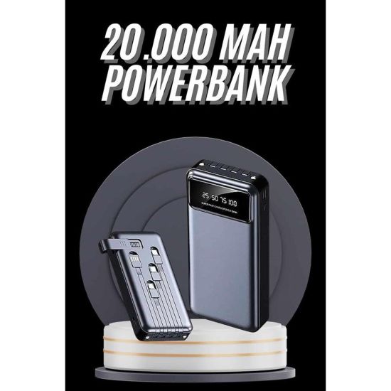 Hızlı Şarj Özellikli 20.000 Mah Dijital Göstergeli USB Girişli Android
