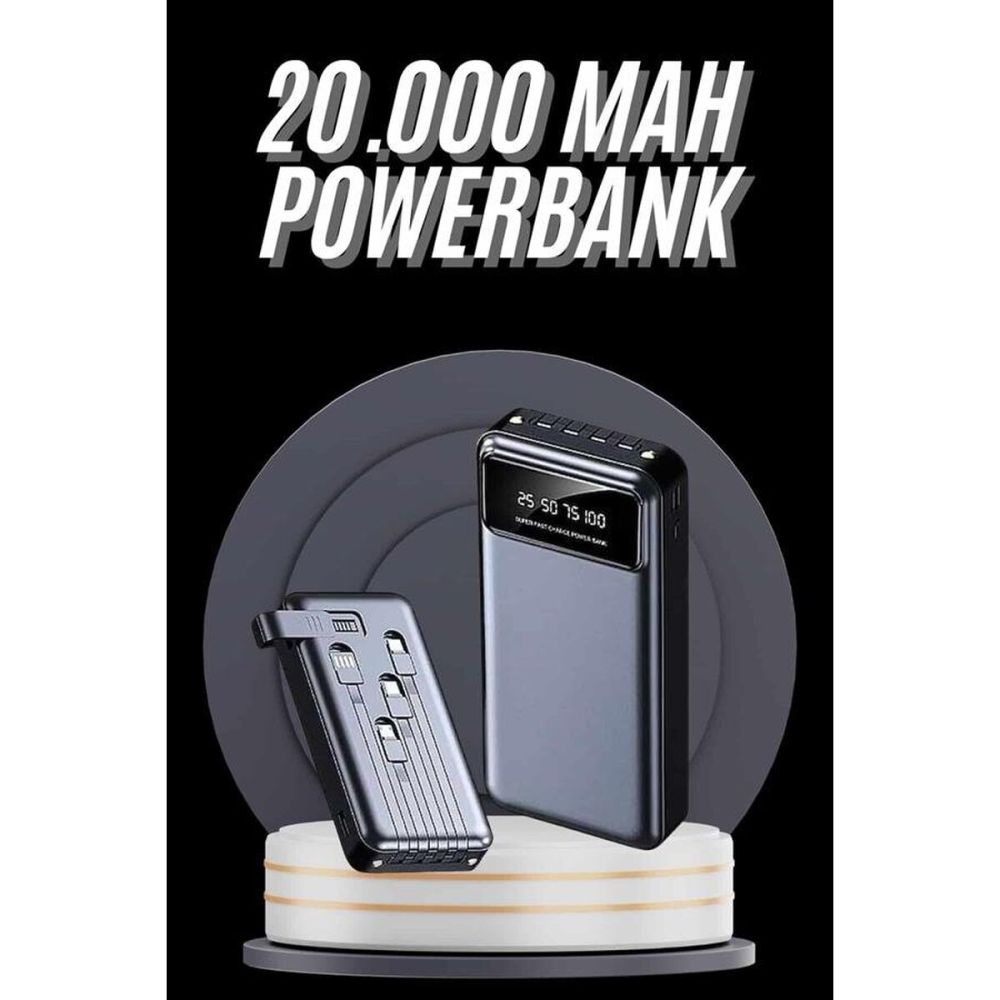Hızlı Şarj Özellikli 20.000 Mah Dijital Göstergeli USB Girişli Android