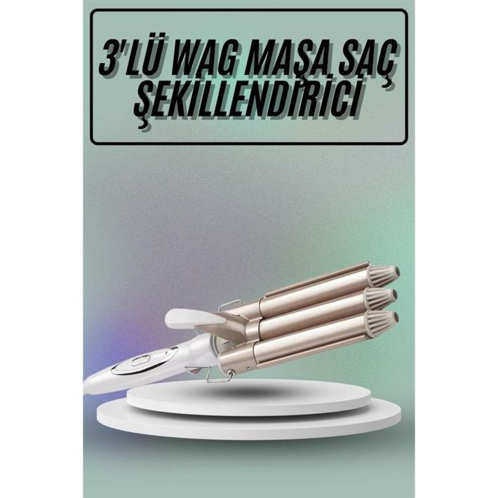 Saç Şekillendirici Wag Maşa Üçlü Yüksek Isı Ayarlı Seramik Kaplama