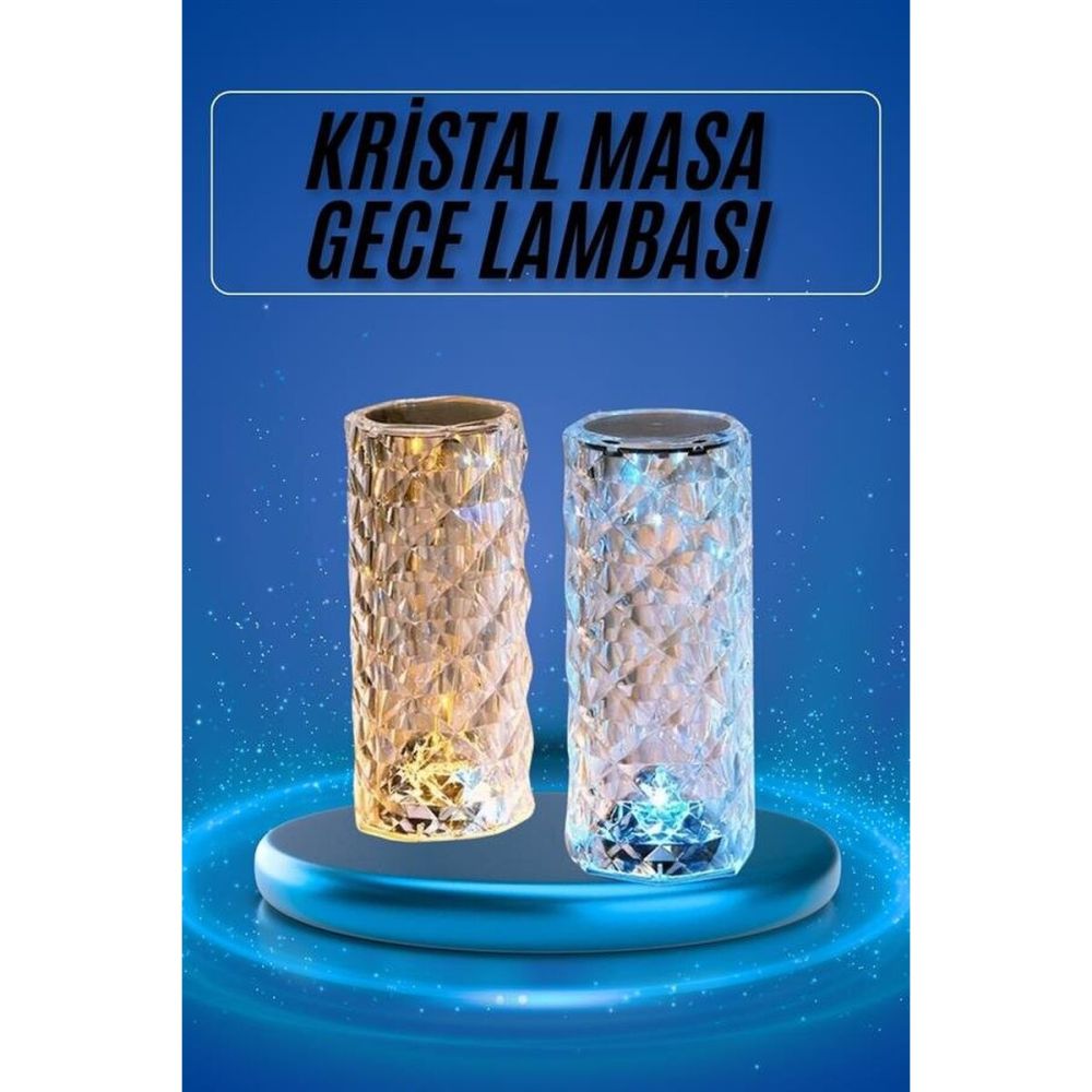 Yeni Nesil Modern Kristal Masa ve Gece Lambası Dokunmatik Renk Değişti