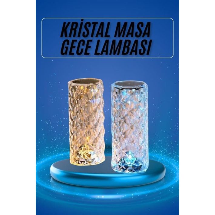 Yeni Nesil Modern Kristal Masa ve Gece Lambası Dokunmatik Renk Değişti