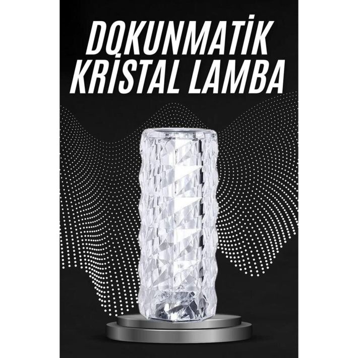Kristal Lamba Masa Lambası Şarjlı Masa Lambası Dokunmatik Sensör Usb Ş