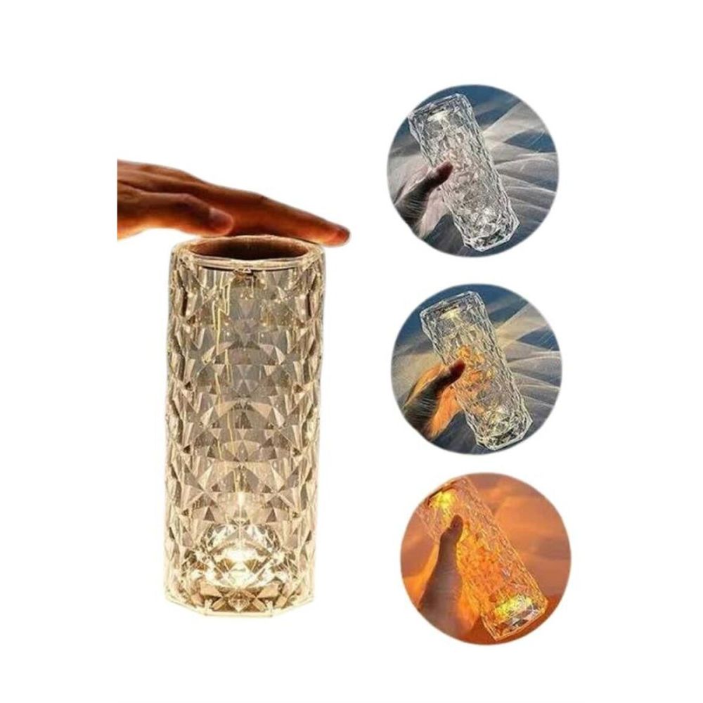 Kristal Lamba Masa Lambası Şarjlı Masa Lambası Dokunmatik Sensör Usb Ş