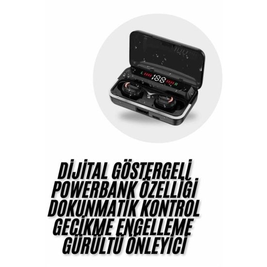 Bluetooth Kulaklık Dijital Şarj Göstergeli Powerbankli Bass Özellikli 