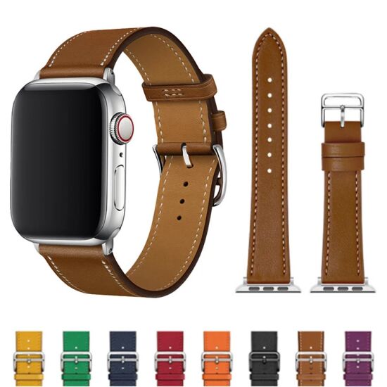 Ally Apple Watch 7-8 41mm 6-5-4 40mm Single Coil Deri Kayış Kordon 3-2