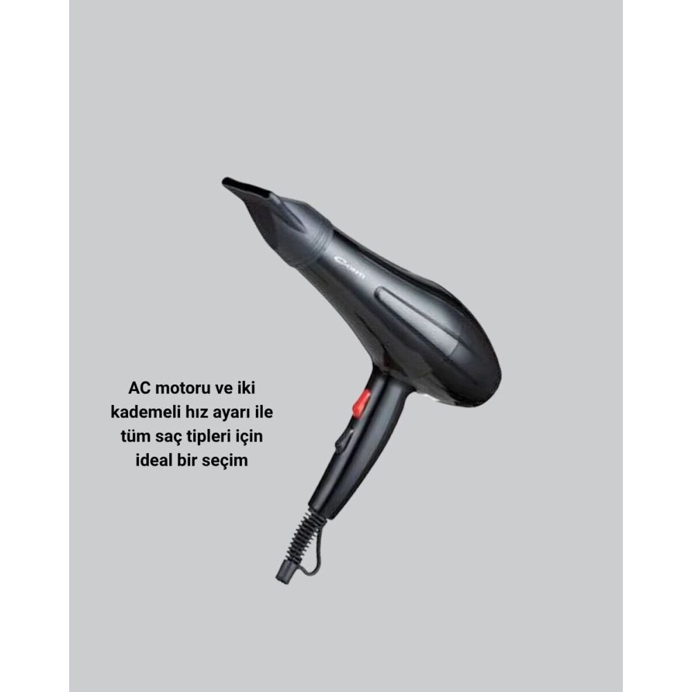 Profesyonel 2200W Fön Makinesi – AC Motorlu Hızlı Kurutma Hafif Tasarı