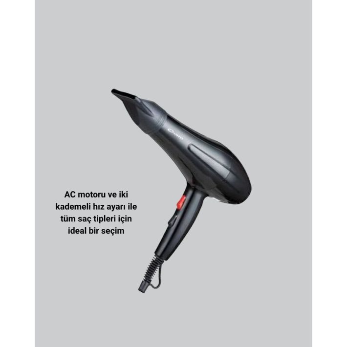 Profesyonel 2200W Fön Makinesi – AC Motorlu Hızlı Kurutma Hafif Tasarı