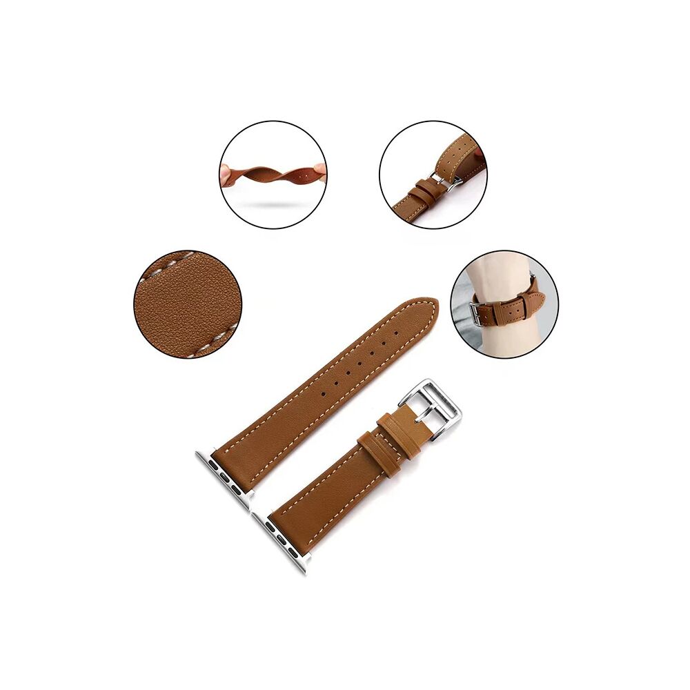 Ally Apple Watch 7-8 41mm 6-5-4 40mm Single Coil Deri Kayış Kordon 3-2