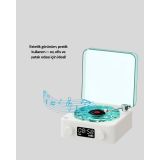 Retro Tasarımlı Gece Lambalı Bluetooth Hoparlör – Saat ve Pil Gösterge