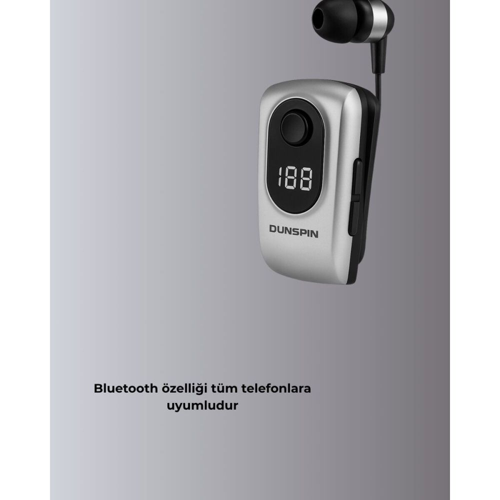Profesyonel Bluetooth Kulaklık – Klipsli Titreşimli Dijital Göstergeli