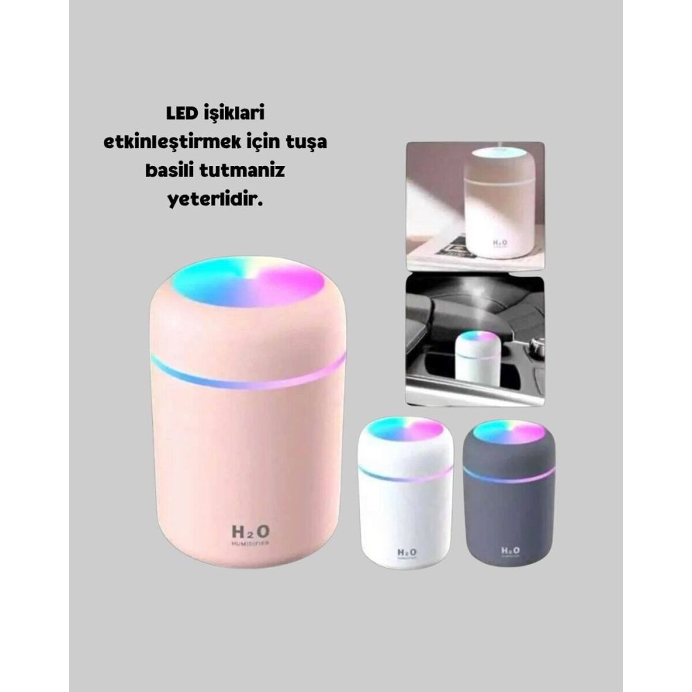 Taşınabilir USB Mini Nemlendirici – LED Aydınlatmalı Çift Püskürtme Mo