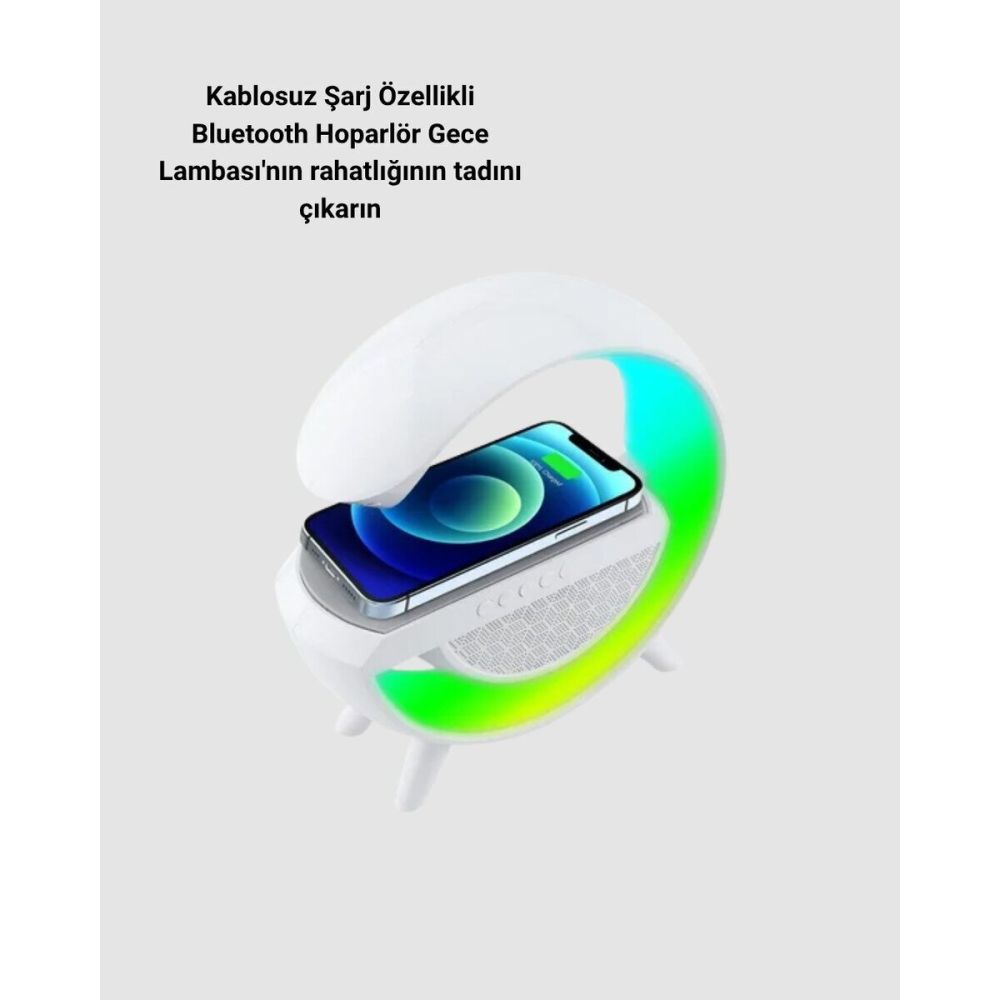 Kablosuz Şarjlı Bluetooth Hoparlör ve Gece Lambası – NFC FM Radyo RGB 