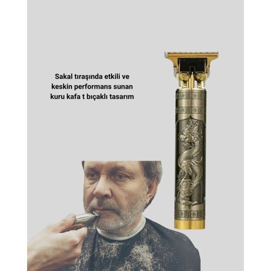 T Bıçaklı Profesyonel Çizik Tıraş Makinesi Seti – 120 Dakika Kullanım 