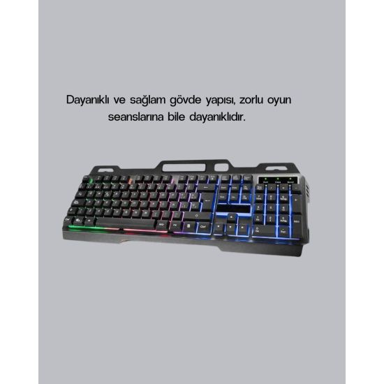 Profesyonel Oyuncu Klavye Mouse Seti – RGB Işıklı Türkçe Q DPI Ayarlı 