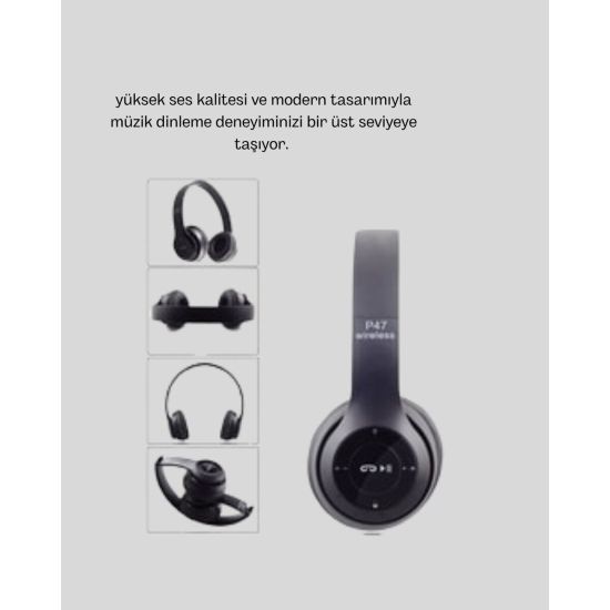 Bluetooth Kablosuz Kulaklık – Extra Bass TF Kart Mikrofonlu Ayarlanabi