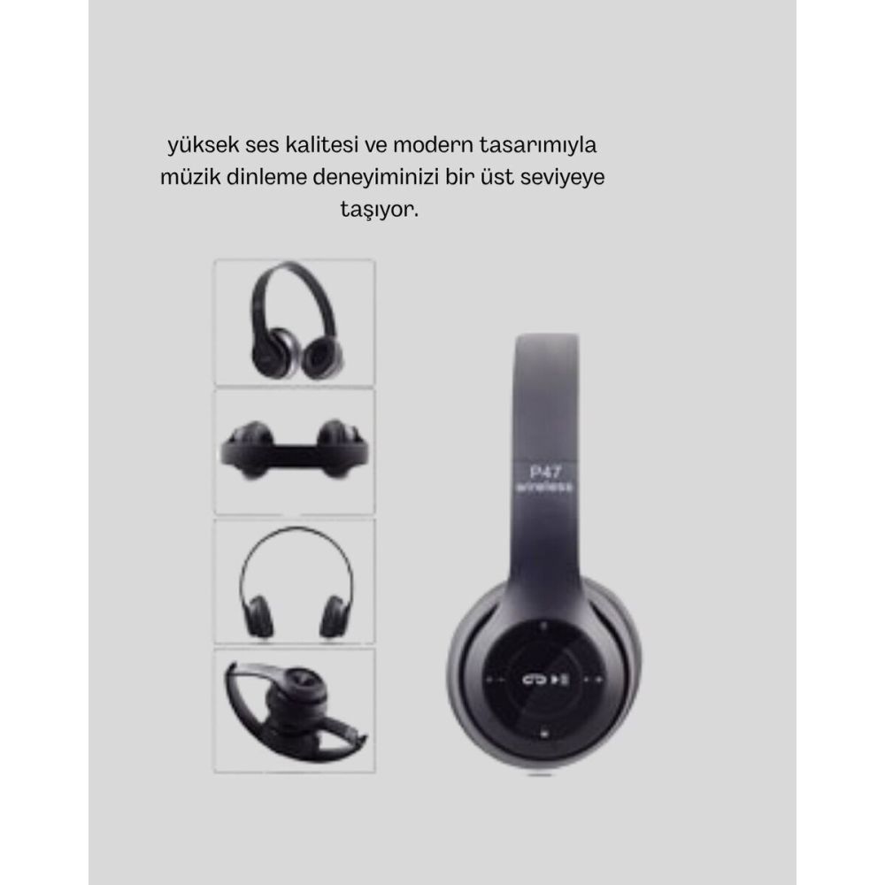 Bluetooth 5.0 Kablosuz Kulaklık – Extra Bass TF Kart Desteği 3.5mm AUX