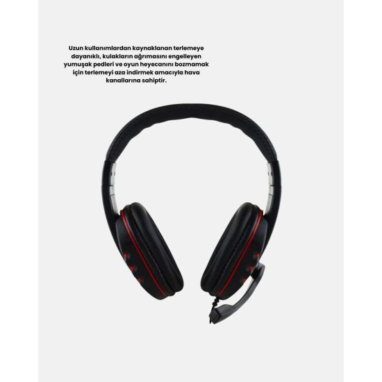 Rahat ve Dayanıklı Mikrofonlu Oyun Kulaklığı – Stereo Ses Ayarlanabili