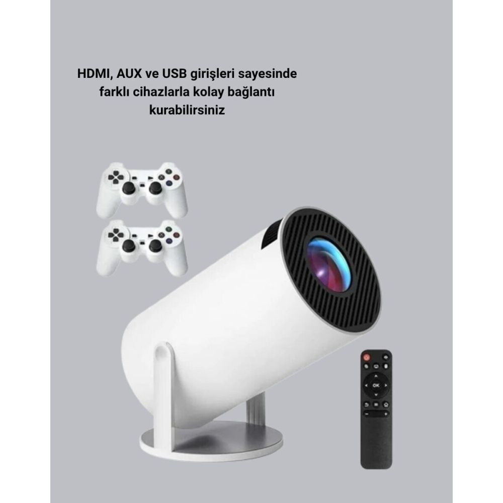 4K Wi-Fi 6 Projeksiyon Cihazı – 10.000+ Oyun Desteği Kablosuz Bağlantı