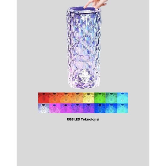 Kristal RGB LED Masa Lambası – Renkli Kumandalı Işık Dekoratif ve Ener