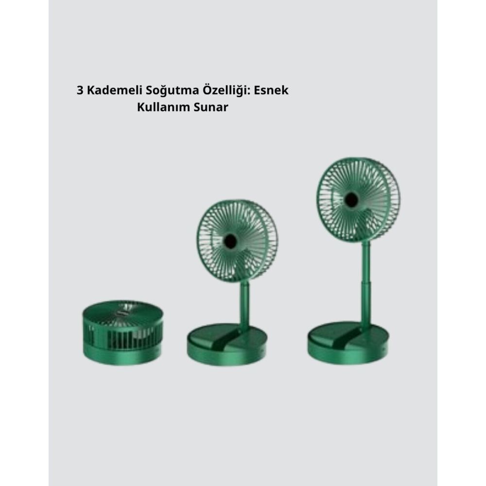 Katlanabilir Mini Fan – 3 Kademeli Soğutma Şarjlı