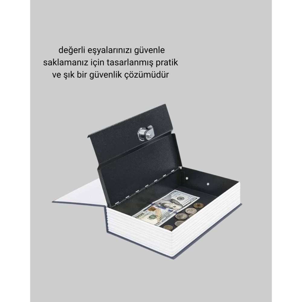 Sözlük Görünümlü Gizli Kitap Kasa – Anahtarlı Metal İç Kasa Kompakt Bo