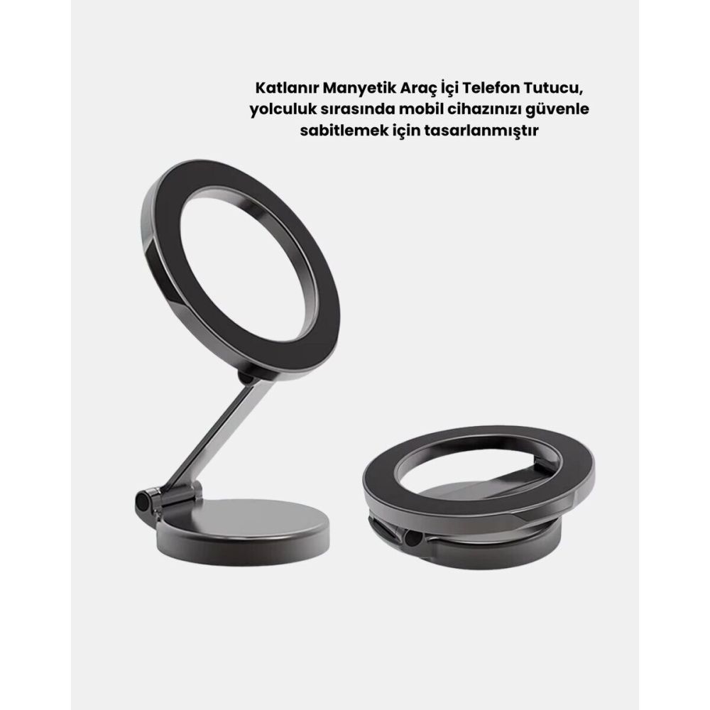 360° Dönebilen Katlanır Manyetik Araç Telefon Tutucu – MagSafe Uyumlu 