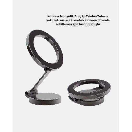 Manyetik Katlanabilir Araç Telefon Tutucu – MagSafe Uyumlu 360° Ayarla