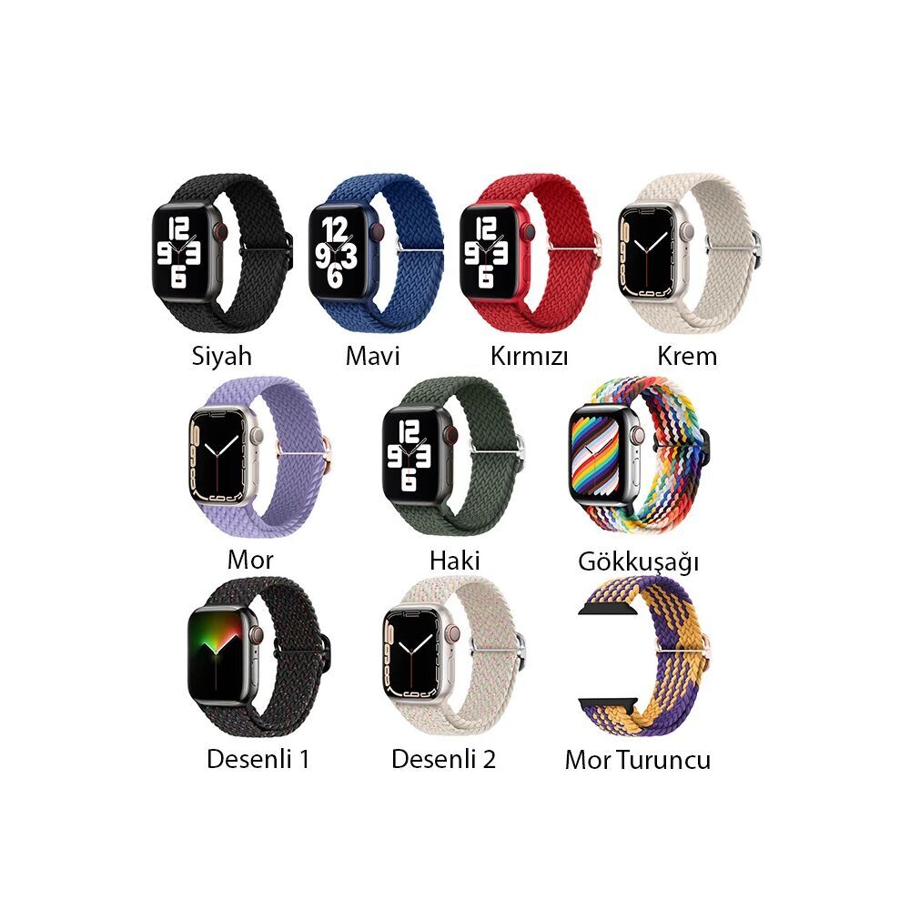 Ally Apple Watch 7-8 41mm 6-5-4 40mm Japon Tokalı Elastik Kayış Kordon