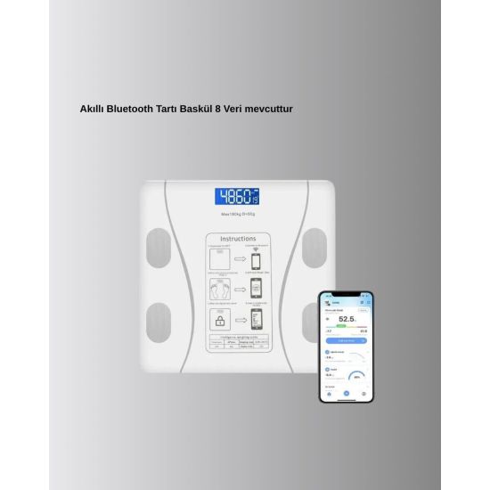 Akıllı Bluetooth Tartı – 8 Farklı Ölçüm Verisi Otomatik Kişi Tanıma