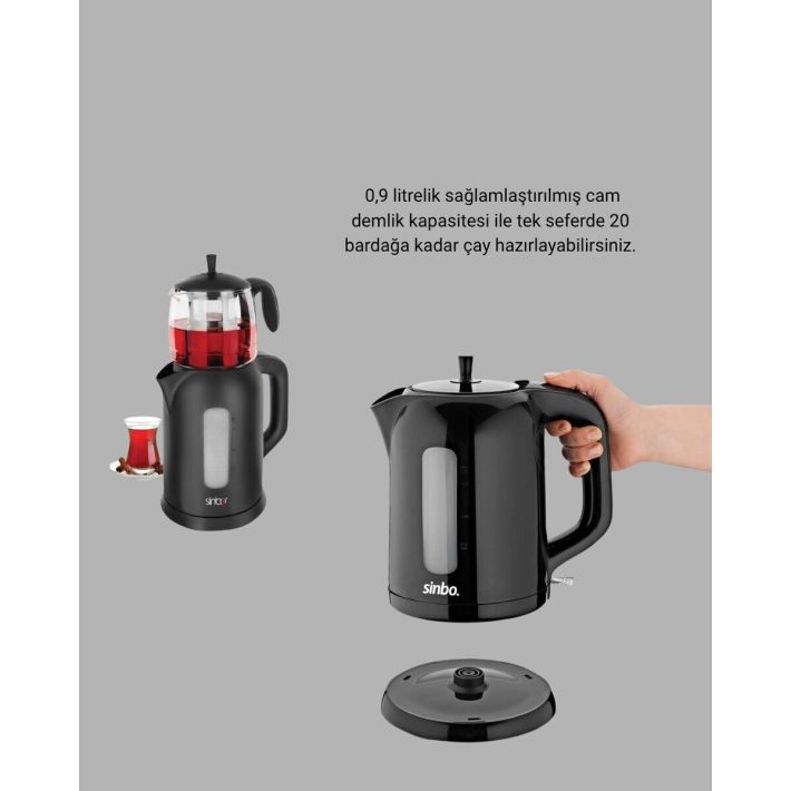 Sinbo STM 5840 Elektrikli Çay Makinesi 1800W Cam Demlik ve Sıcak Tutma