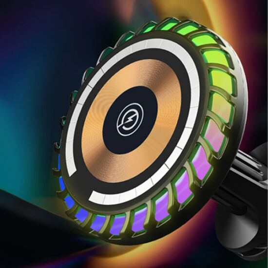 ALLY W06 MagSafe RGB 15W Kablosuz Hızlı Şarj Cihazı ve Araç İçi Telefo