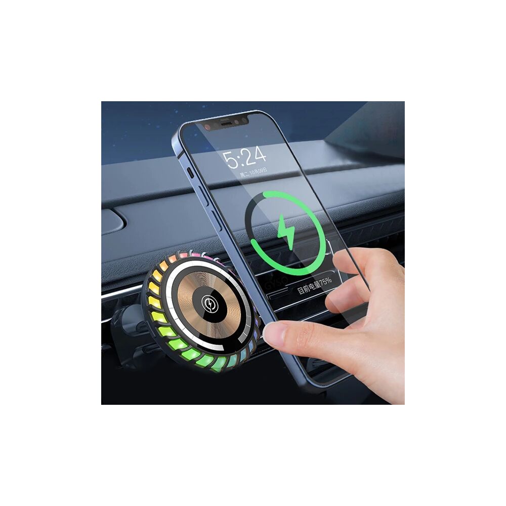 ALLY W06 MagSafe RGB 15W Kablosuz Hızlı Şarj Cihazı ve Araç İçi Telefo