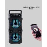 Bluetooth Bağlantılı Taşınabilir Hoparlör – LED Işıklı FM Radyolu Mikr