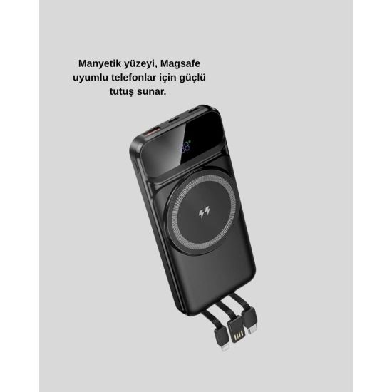 10000 mAh Kablosuz Powerbank – 15W Hızlı Şarj Type-C Çoklu Çıkışlı
