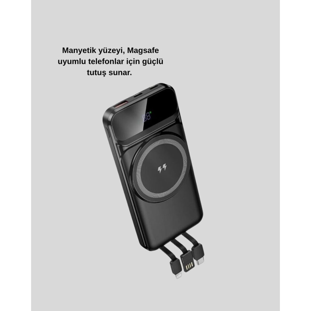 10000 mAh Kablosuz Hızlı Şarj Destekli Powerbank – 15W PD20W Type-C Gi